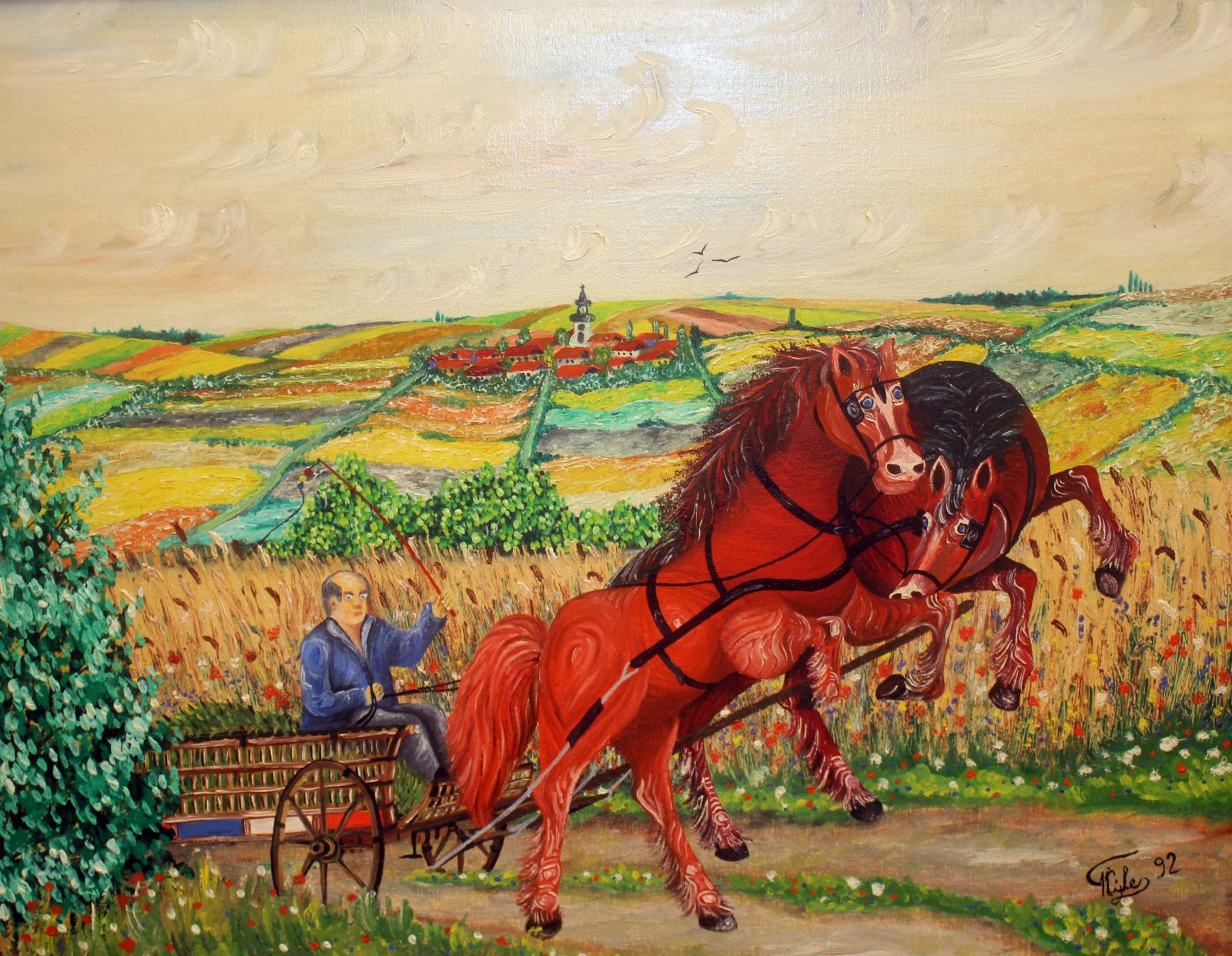 Pavel Cicka, Uplaseni konji, 40x50, 1992.jpg